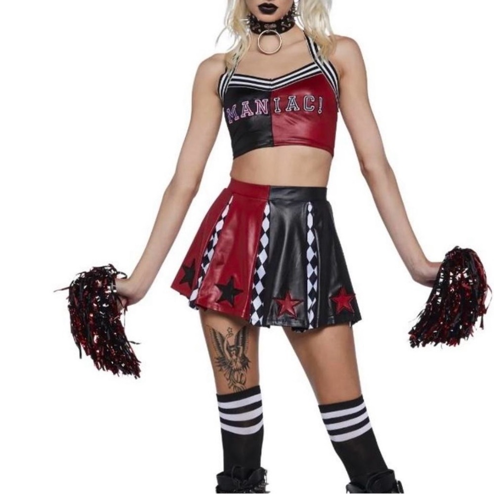 Red and Black Women's costume Dolls kill Harlequin